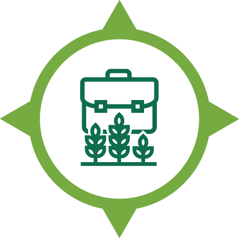 Areas of Study Business, agriculture, hospitality and legal icon